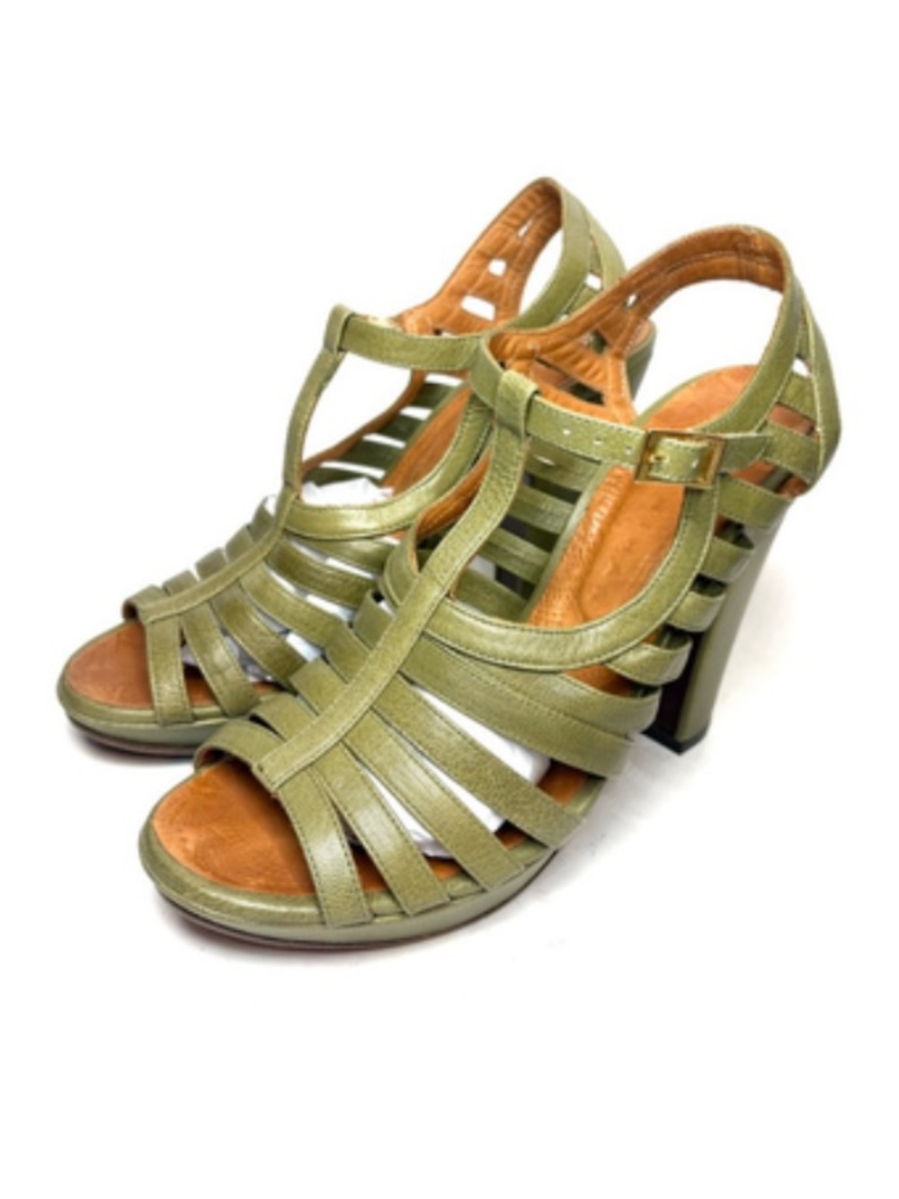 Chie Mihara Green Leather Strappy Sandals | 39